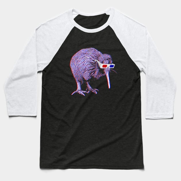 Kiwi Bird Anaglyph Baseball T-Shirt by RaymundoSouza